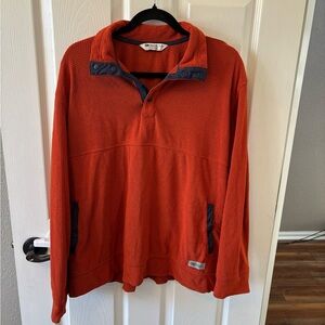 Outdoor Research Trail Mix Snap Pullover Jacket Mens XL Orange Fleece Hiking